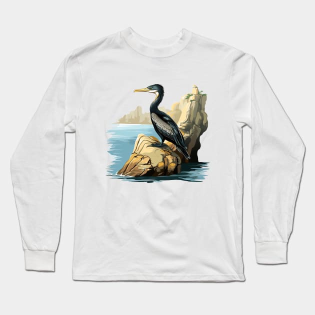 Cormorant Long Sleeve T-Shirt by zooleisurelife